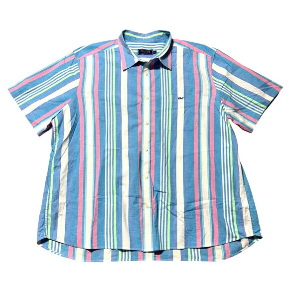 Vineyard Vines Men's Sz XXL Striped Short Sleeve Button-Down Multicolor Shirt - Picture 1 of 8